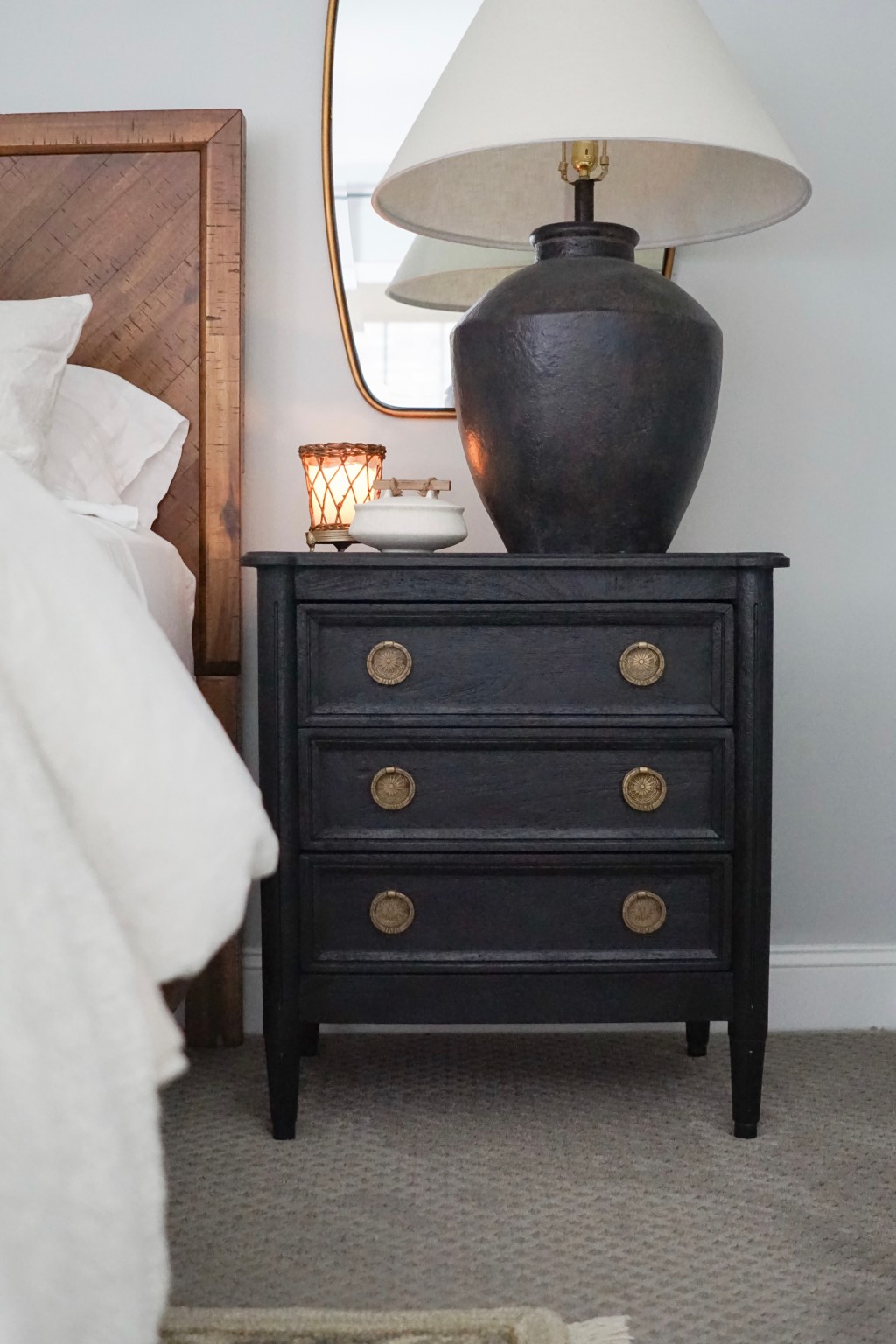 HOW TO SPRAY PAINT ANTHROPOLOGIE’S WASHED WOOD NIGHTSTANDS TO ACHIEVE A NEUTRAL, MODERN TRADITIONAL&nbsp;LOOK